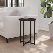 Flash Furniture Round Walnut End Table with Matte Black Frame NAN-JH-1787ET-WAL-BK-GG